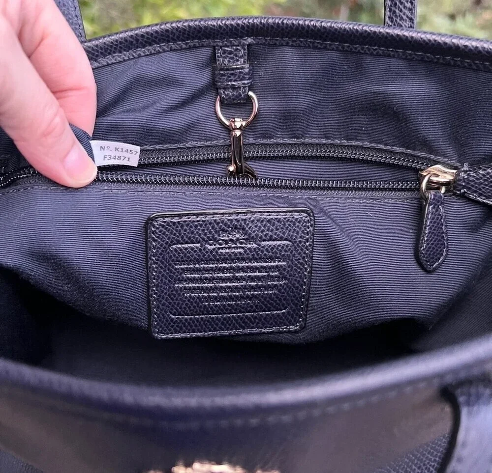 COACH Women's Mini City Tote Blue Crossgrain Leather w Gold Hardware AUTHENTIC - Picture 8 of 8